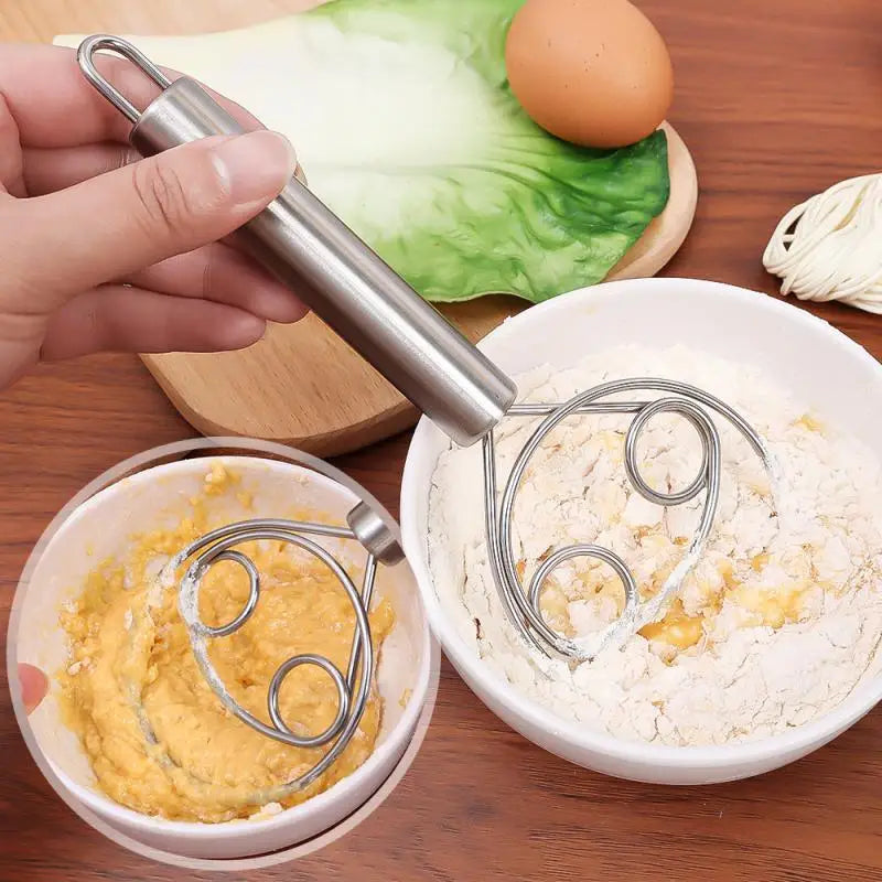Danish Dough Whisk, Flour Whisk, Stainless Steel Dough Whisk Mixer , Bread Making Tools Suitable for Baking Mixing Sticks