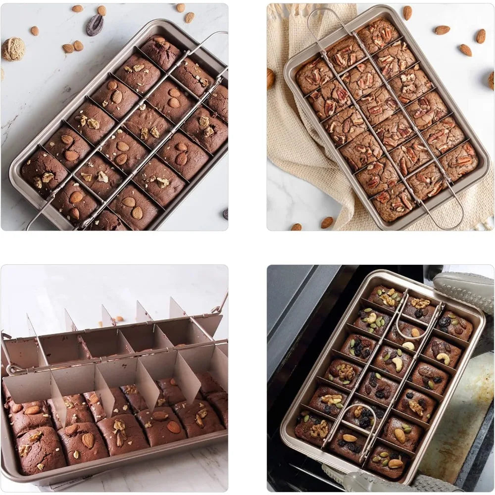 Divided Brownie Baking Pan, 1 Pack Non Stick Brownie Baking Pan, Suitable for Oven Baking Bread Square Mold Tray Baking Utensils