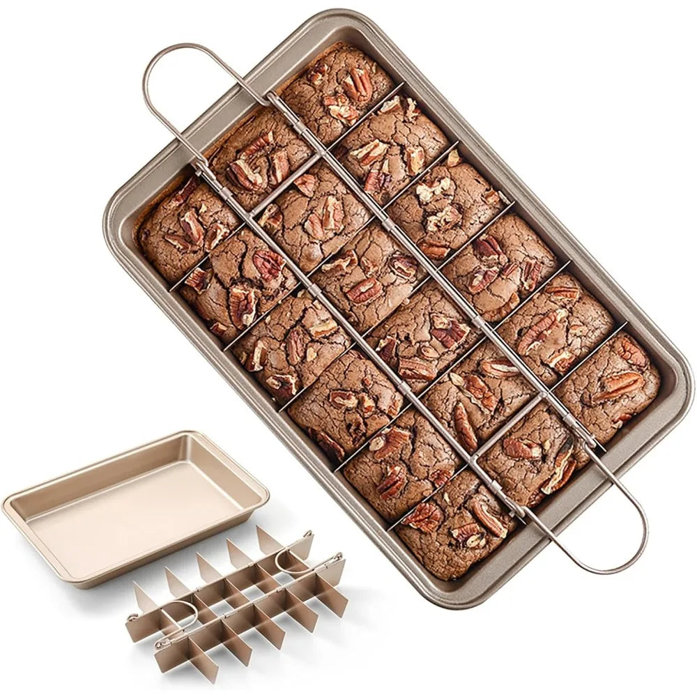 Divided Brownie Baking Pan, 1 Pack Non Stick Brownie Baking Pan, Suitable for Oven Baking Bread Square Mold Tray Baking Utensils