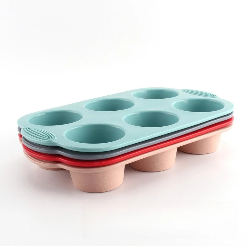 1PC 6 Grid Cake Silicone Baking Pan Chiffon Mousse Cake Mold Household Baking Tools Bread Baking Pan Kitchen Tools