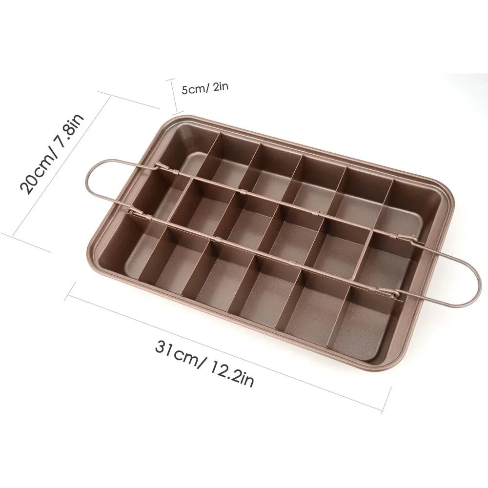 Divided Brownie Baking Pan, 1 Pack Non Stick Brownie Baking Pan, Suitable for Oven Baking Bread Square Mold Tray Baking Utensils